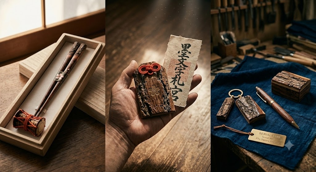 江波山桜を活用した商品イメージ1（夫婦箸）